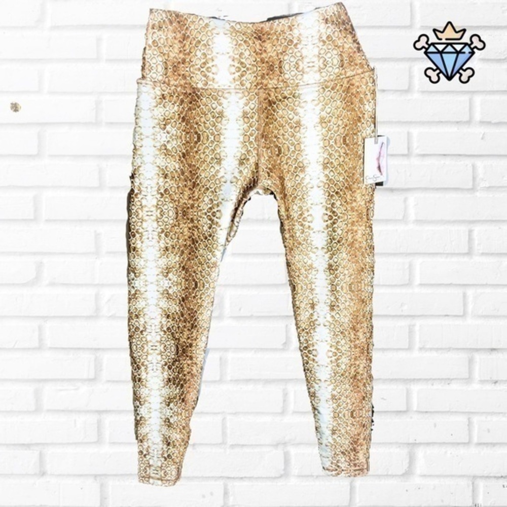 JESSICA SIMPSON WOMENS BROWN SNAKE PRINT LEGGINGS